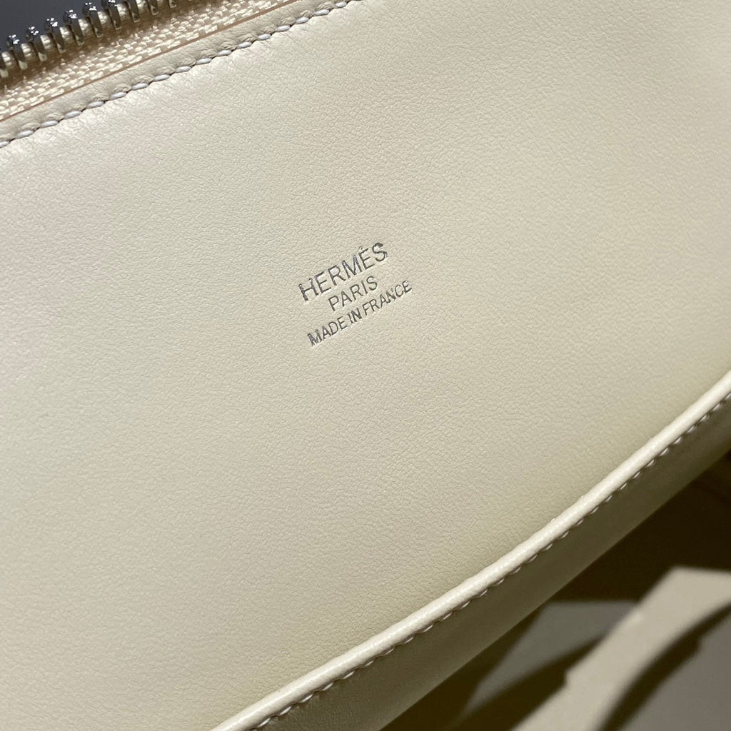 HM BOLIDE 25 WHITE EPSOM LEATHER SILVER HARDWARE 237413