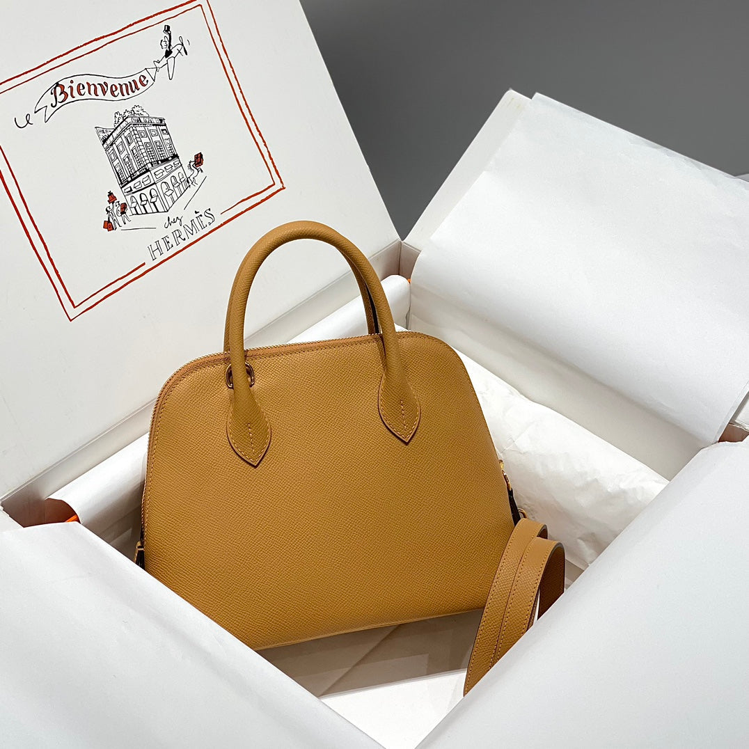 HM BOLIDE 25 CUIR EPSOM CAMEL QUINCAILLERIE DORÉ 237418