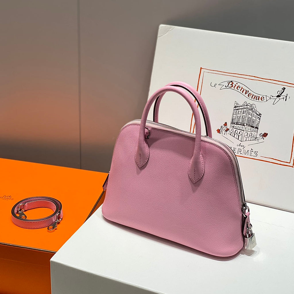 HM BOLIDE 25 CUIR EPSOM ROSE BÉBÉ QUINCAILLERIE ARGENTÉE 237423