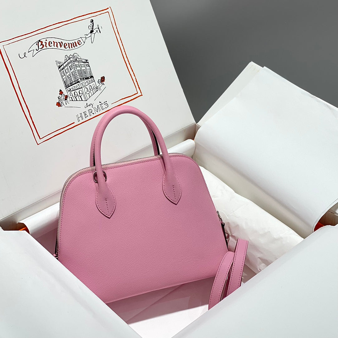 HM BOLIDE 25 CUIR EPSOM ROSE BÉBÉ QUINCAILLERIE ARGENTÉE 237423