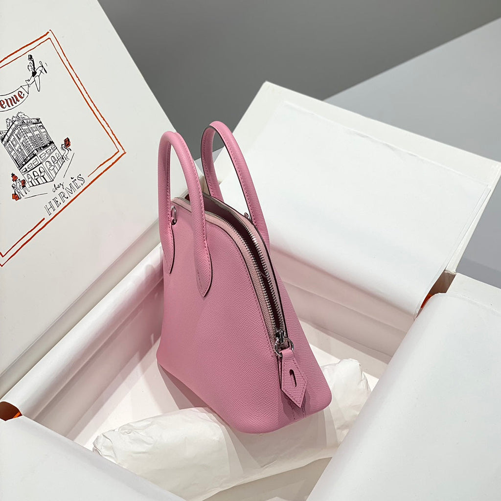 HM BOLIDE 25 CUIR EPSOM ROSE BÉBÉ QUINCAILLERIE ARGENTÉE 237423