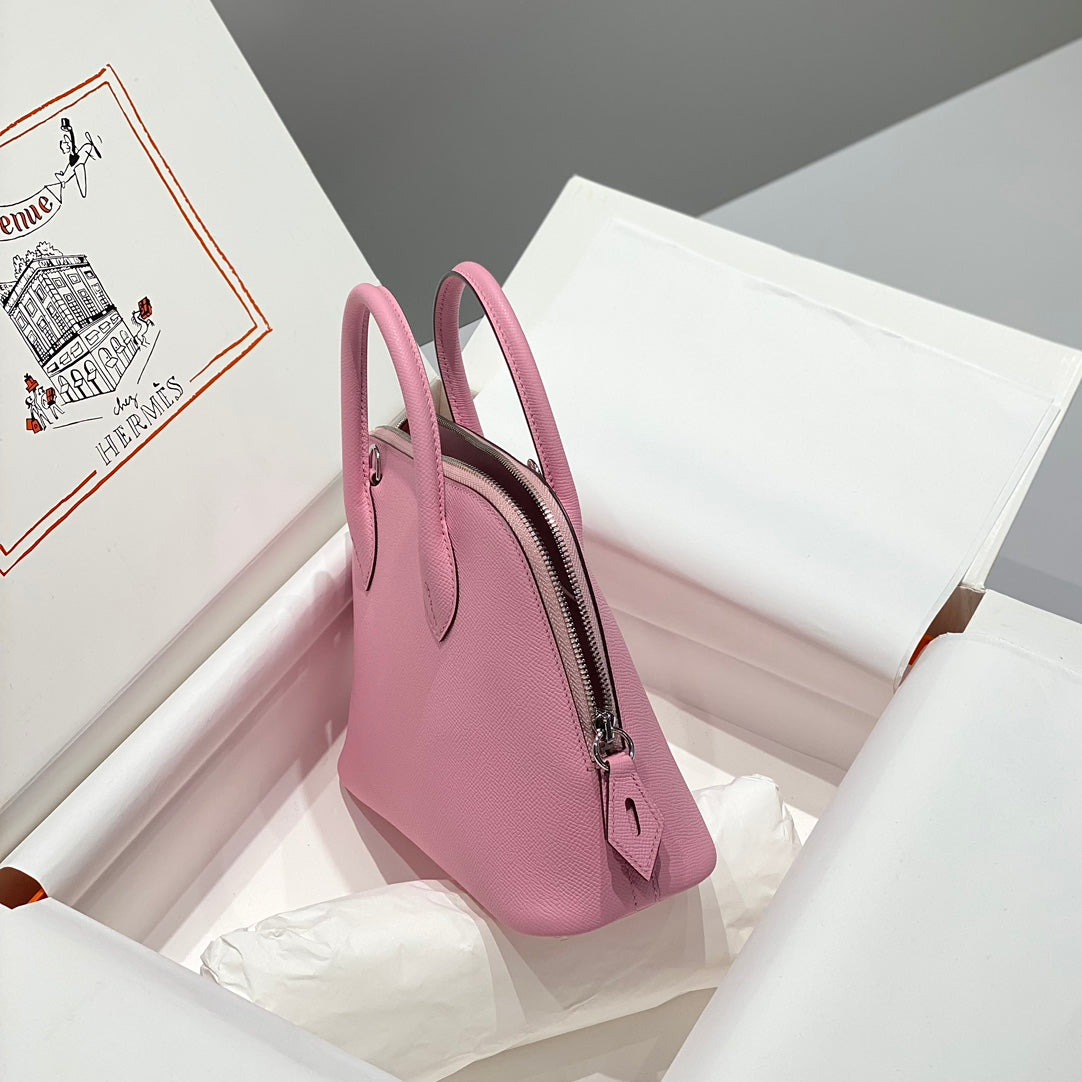 HM BOLIDE 25 CUIR EPSOM ROSE BÉBÉ QUINCAILLERIE ARGENTÉE 237423