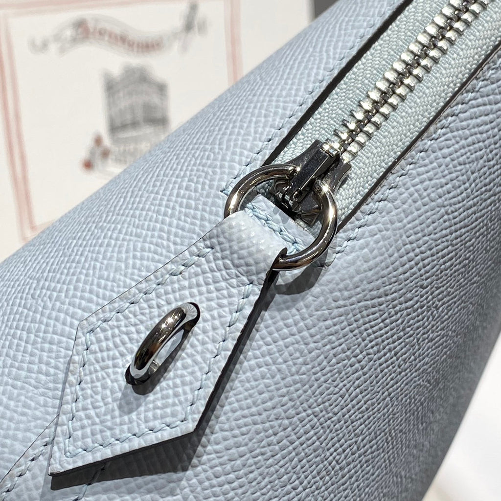 HM BOLIDE 25 CUIR EPSOM BLEU CLAIR QUINCAILLERIE ARGENTÉE 237433