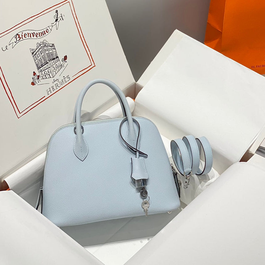 HM BOLIDE 25 CUIR EPSOM BLEU CLAIR QUINCAILLERIE ARGENTÉE 237433