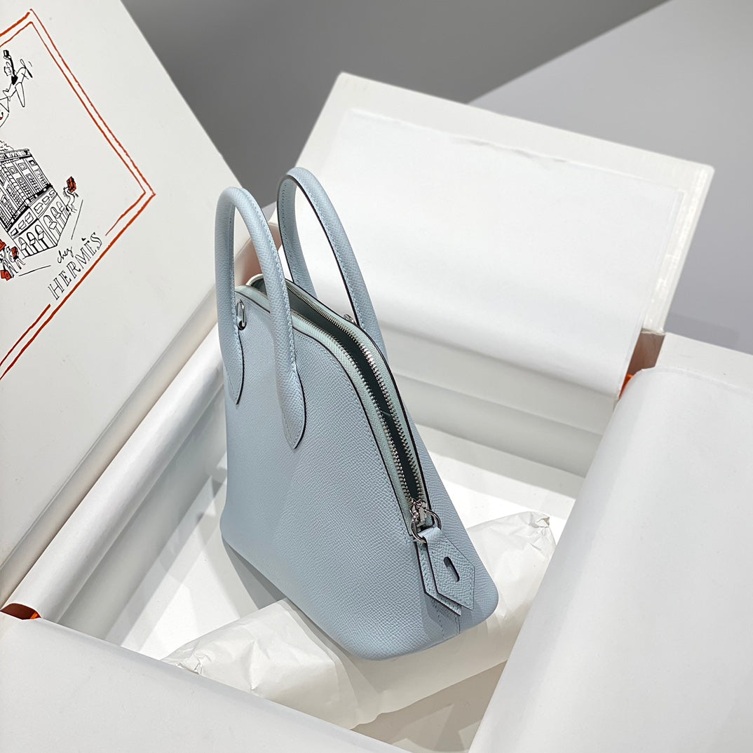 HM BOLIDE 25 CUIR EPSOM BLEU CLAIR QUINCAILLERIE ARGENTÉE 237433
