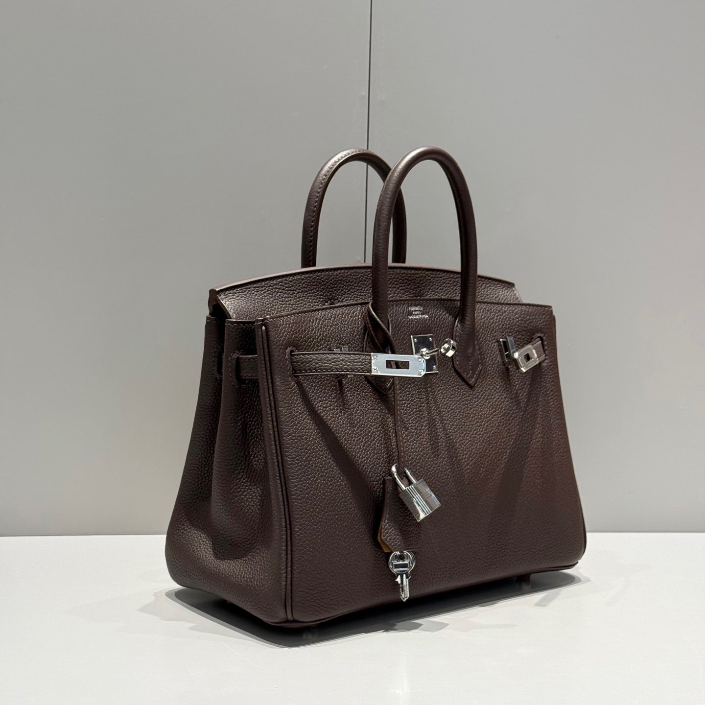 HM BIRKIN 25CM CAFÉ TOGO CUIR QUINCAILLERIE ARGENTÉE 237502