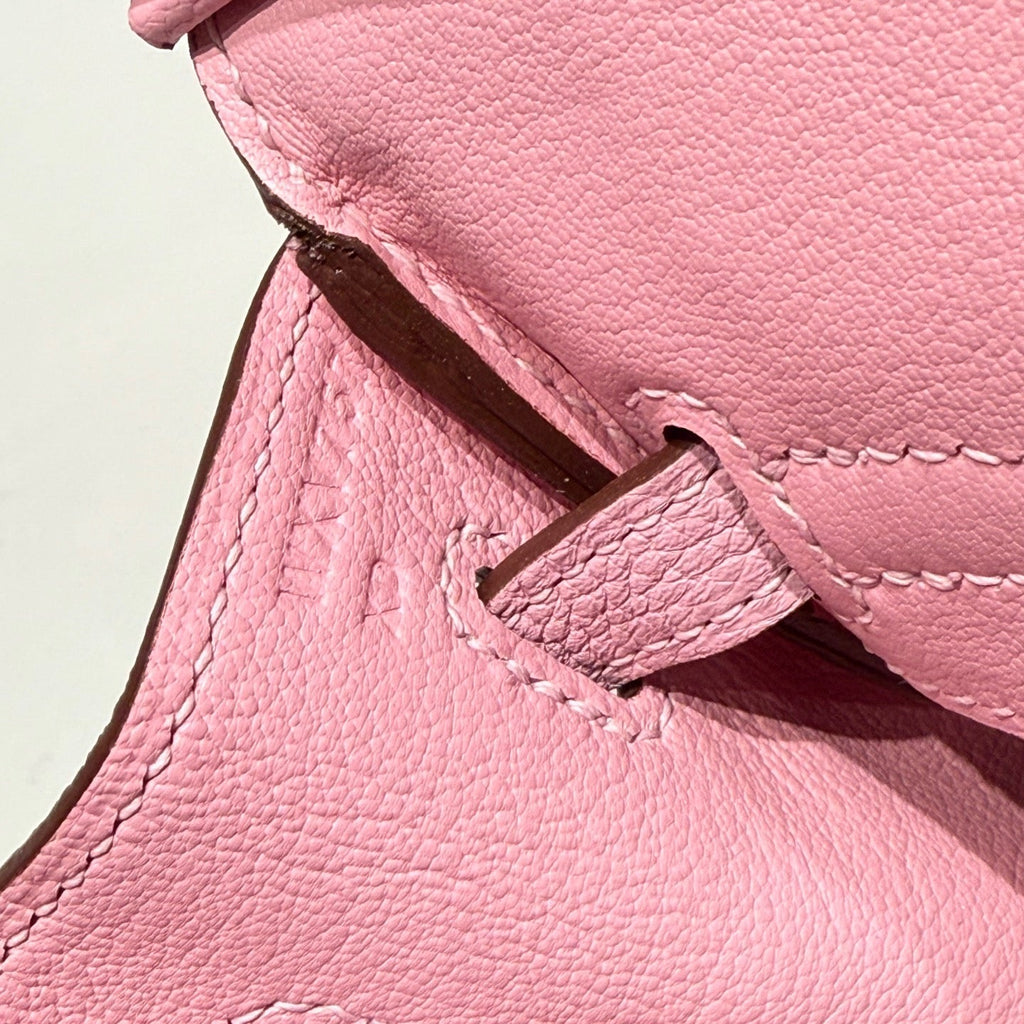 Sac HM Birkin 25 cm en cuir Togo rose pâle, accessoires argentés 237506