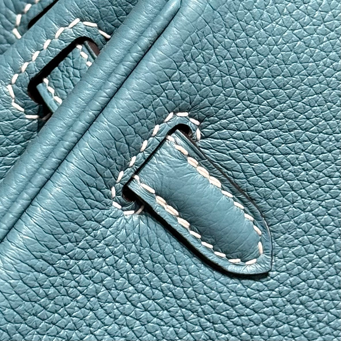 Sac HM Birkin 25 cm en cuir Togo vert sarcelle, quincaillerie argentée 237510