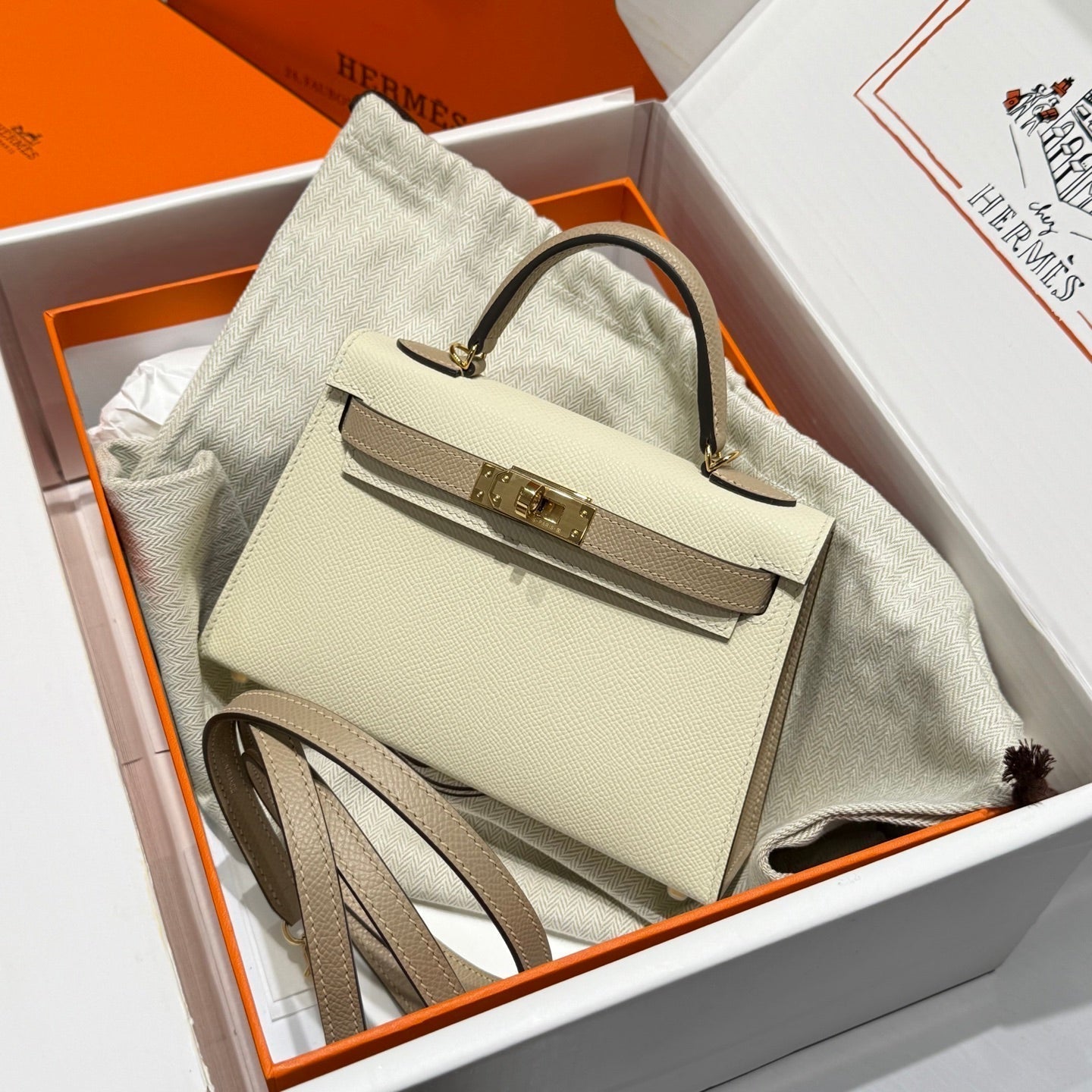 HM MINI KELLY 19 BEIGE EPSOM 243130