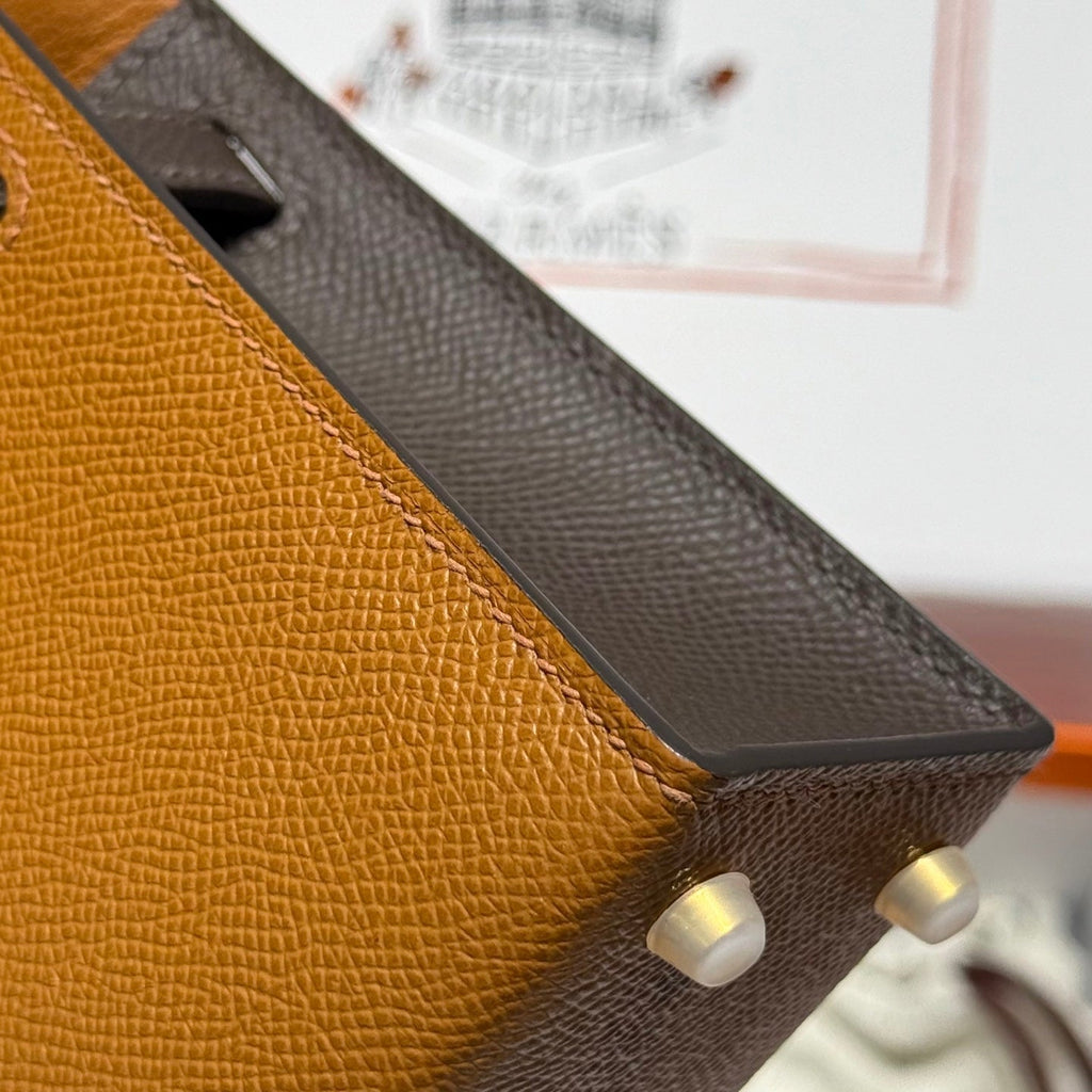 HM MINI KELLY 19 EPSOM MARRON DORÉ 243116