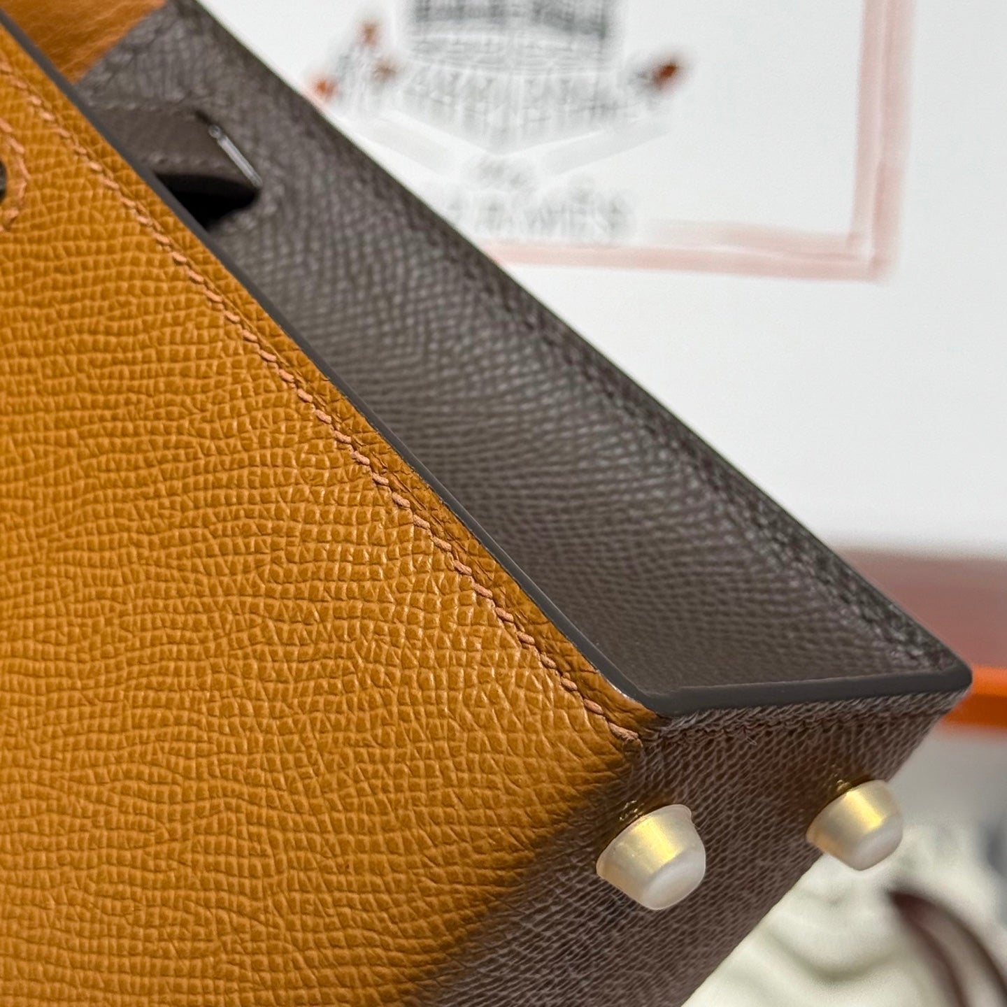HM MINI KELLY 19 EPSOM MARRON DORÉ 243116