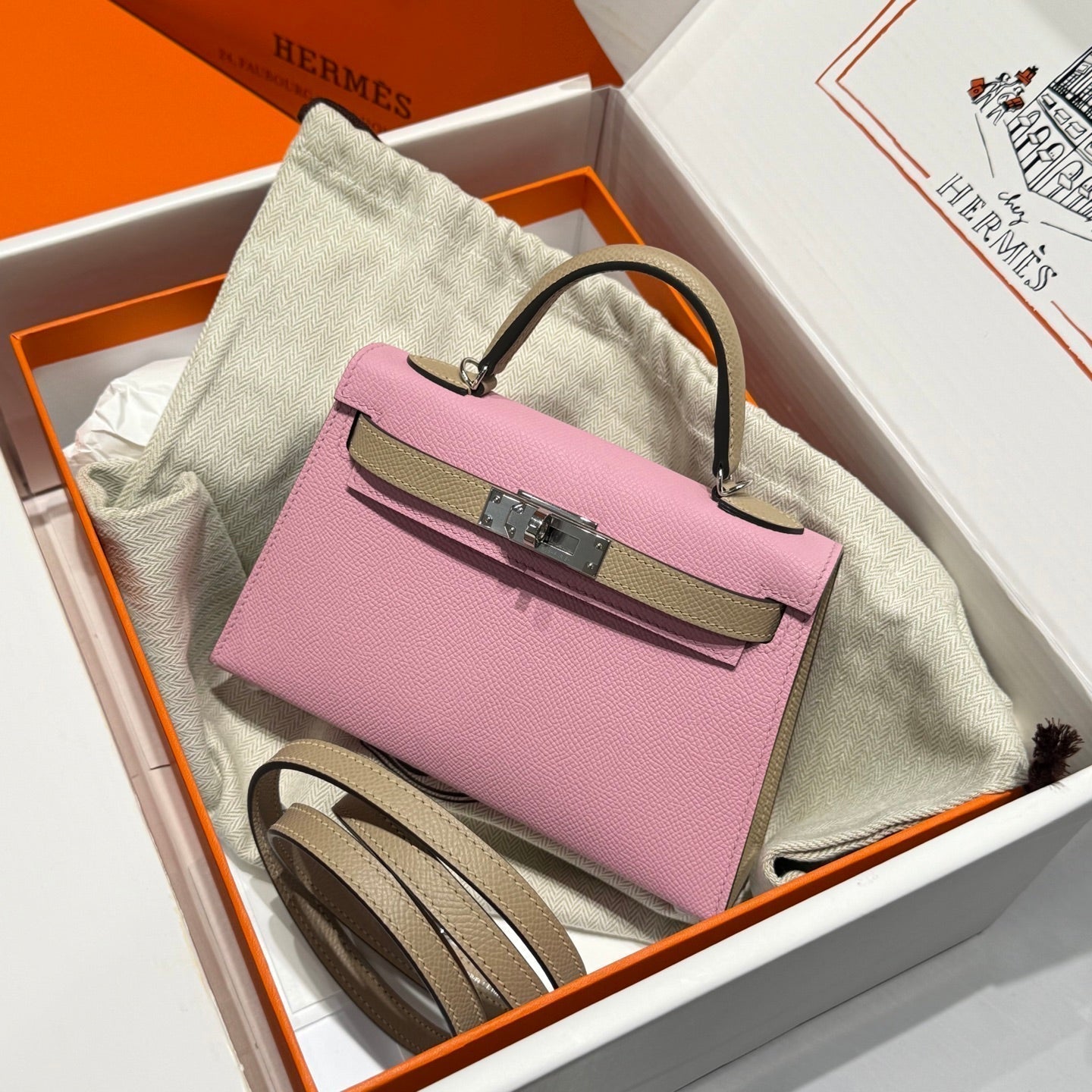 HM MINI KELLY 19 ROSE PASTEL EPSOM 243120