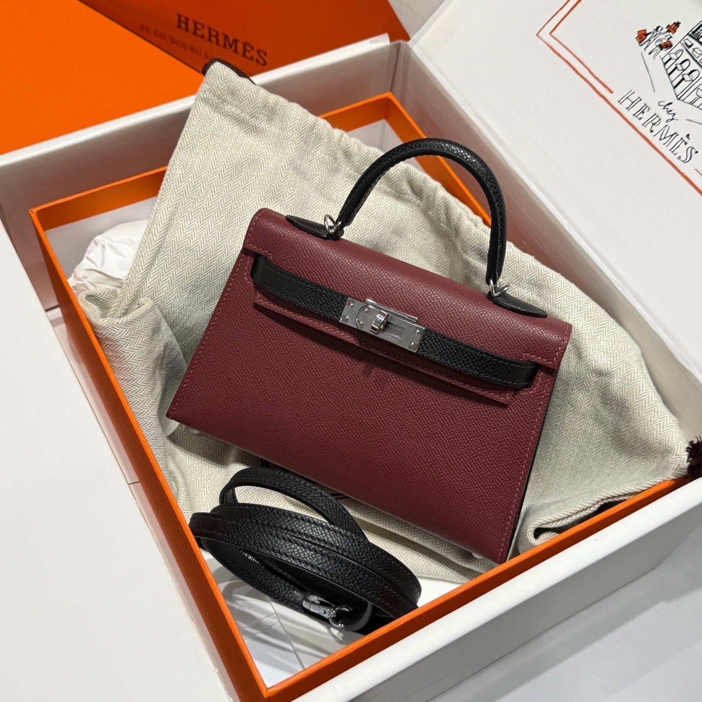 HM MINI KELLY 19 BOURGOGNE EPSOM 243135