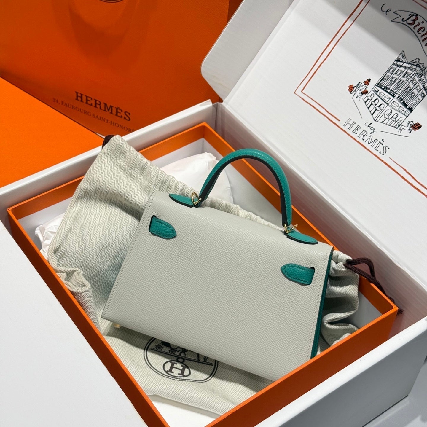 HM MINI KELLY 19 GRIS PERLE EPSOM 243140