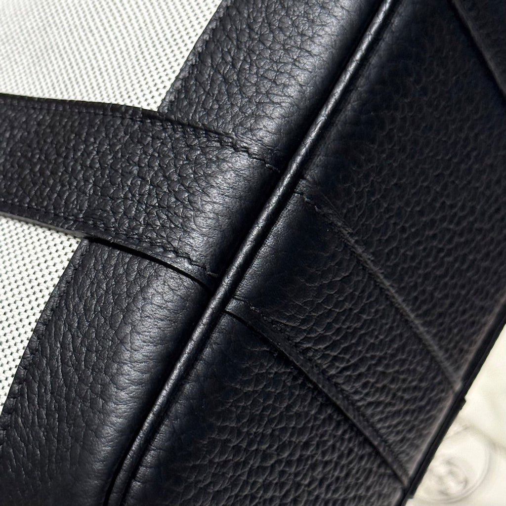 HM NEO GARDEN 23 BAG WHITE MIX BLACK CANVAS AND NEGONDA CALFSKIN 243325