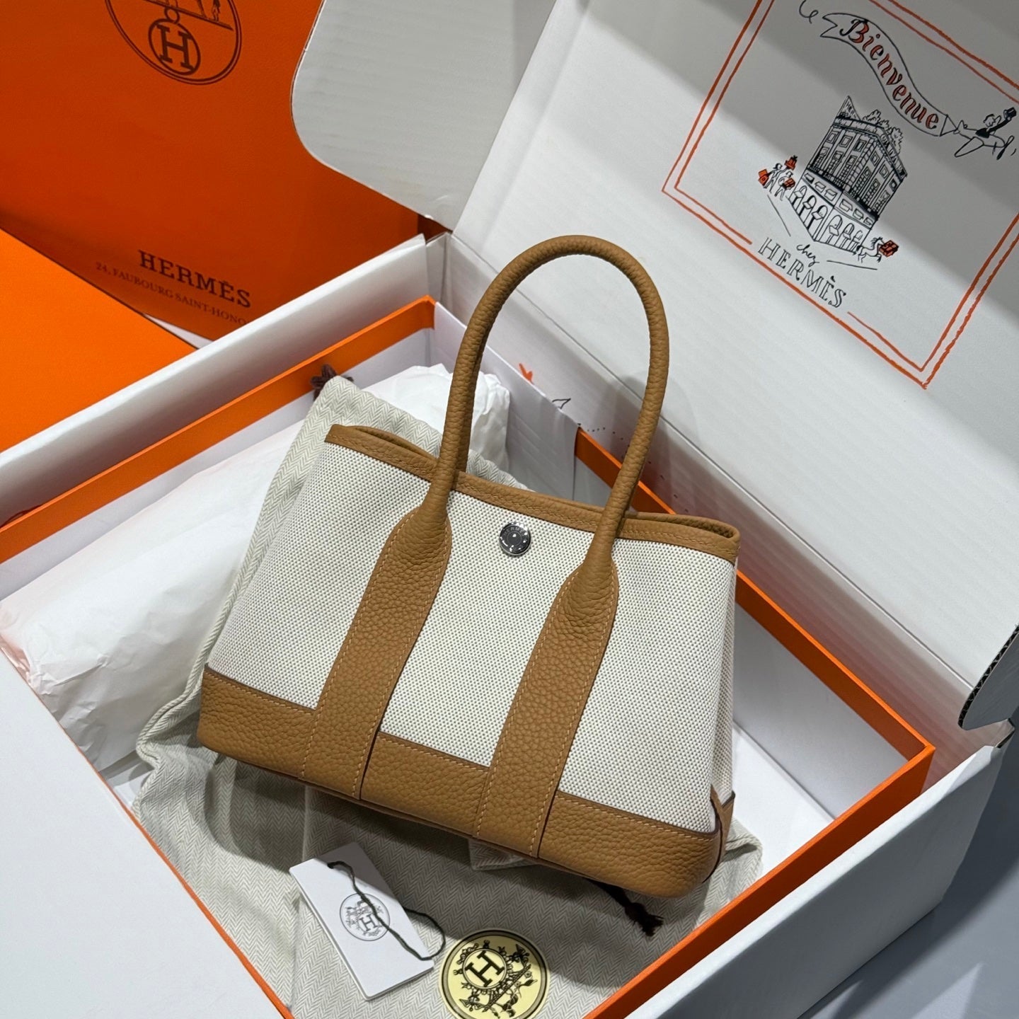 SAC HM NEO GARDEN 23 EN TOILE CAMEL ET CUIR DE VEAU NEGONDA ​​243331