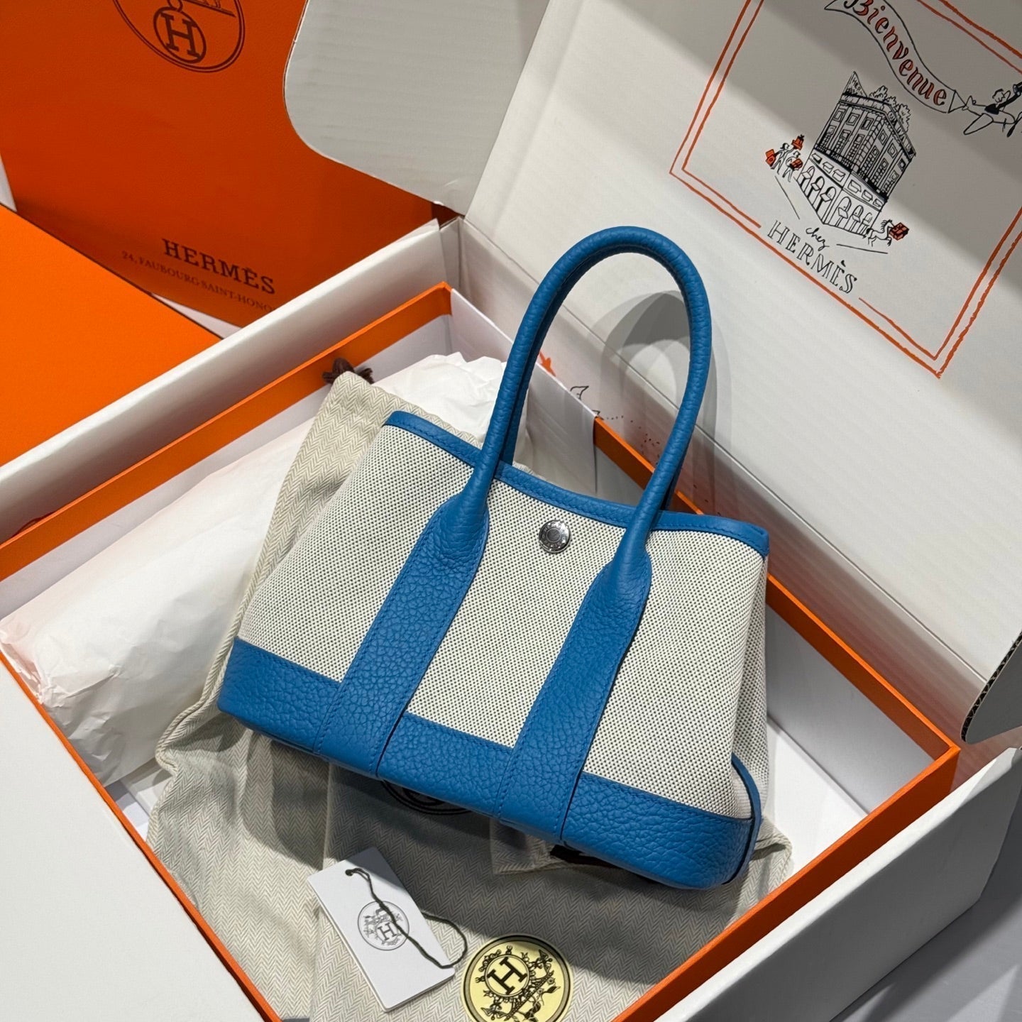 SAC HM NEO GARDEN 23 EN TOILE BLEU DODGER ET CUIR DE VEAU NEGONDA ​​243334