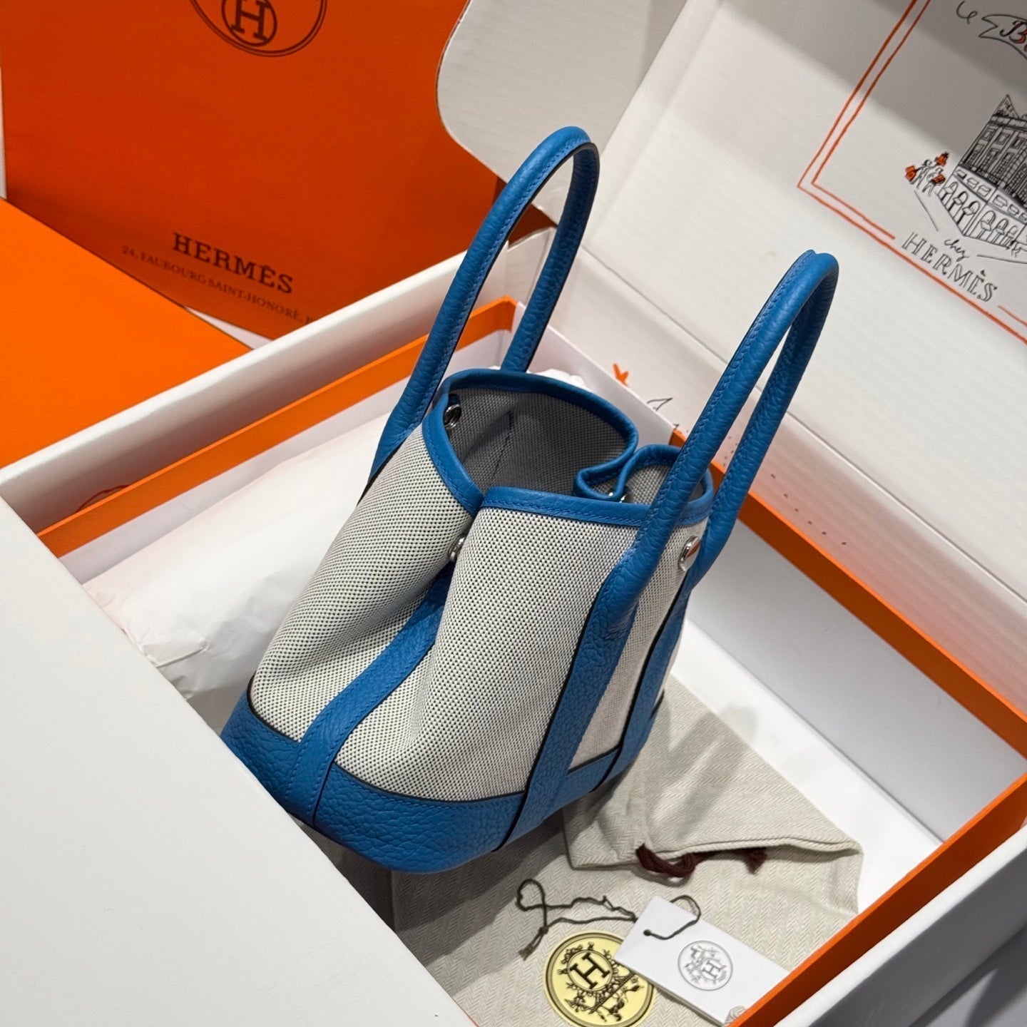 SAC HM NEO GARDEN 23 EN TOILE BLEU DODGER ET CUIR DE VEAU NEGONDA ​​243334
