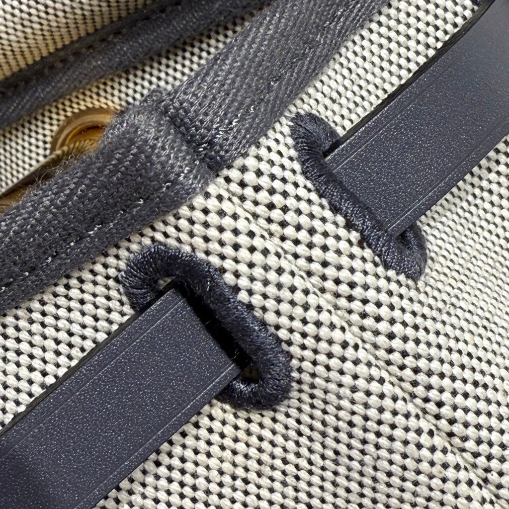 HM MINI HERBAG BOUCLE DORÉE 20 TOILE GRIS BEIGE ET CUIR DE VACHE HUNTER 243285