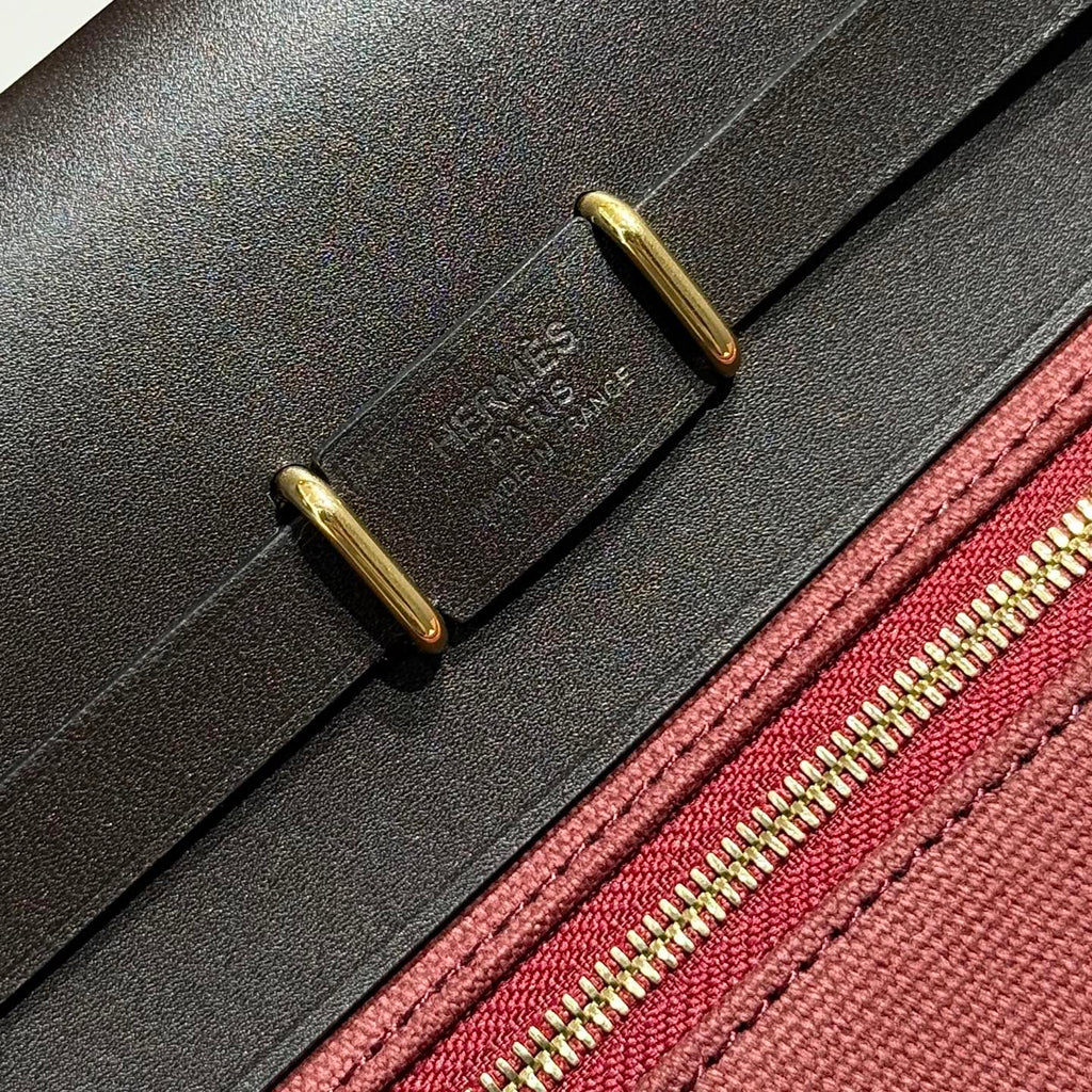HM ミニハーブバッグ ゴールドバックル 20 バーガンディ キャンバス＆ハンターカウハイド 243365