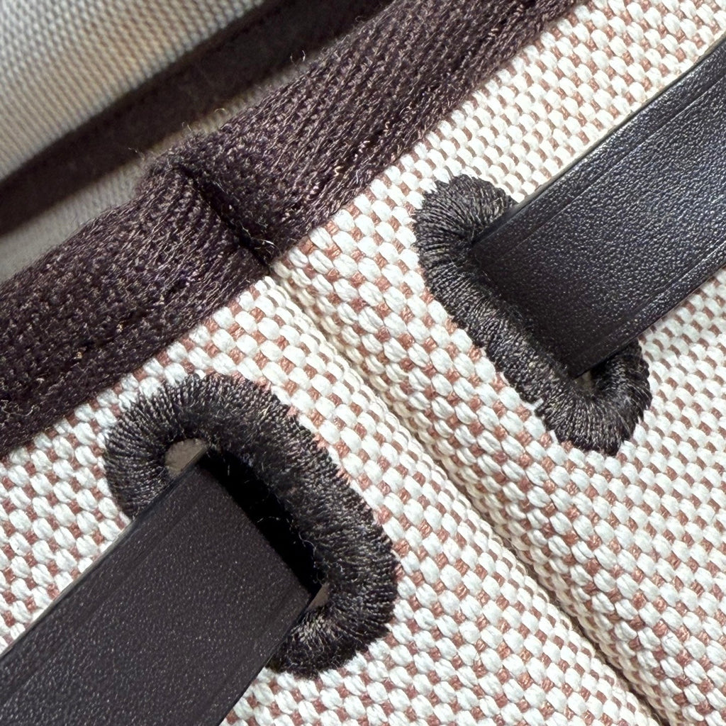 HM MINI HERBAG BOUCLE OR 20 TOILE BEIGE ET CUIR DE VACHE HUNTER 243236