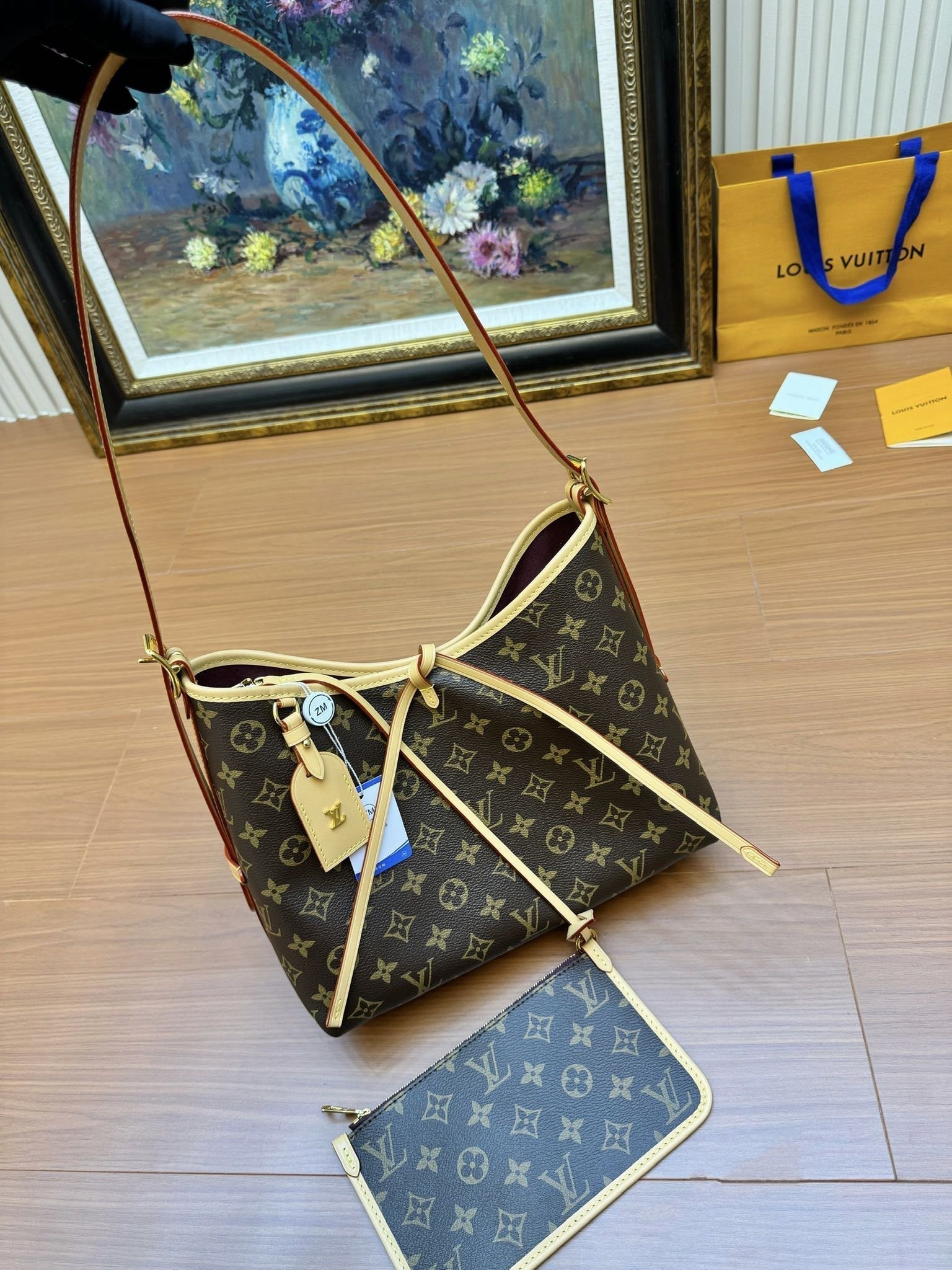 Sac fourre-tout LV PM 29 cm en toile monogrammée marron 206005