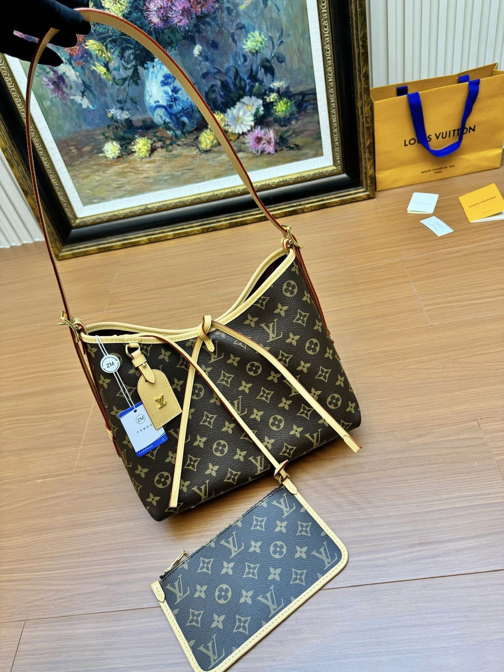 Sac fourre-tout LV PM 29 cm en toile monogrammée marron 206005