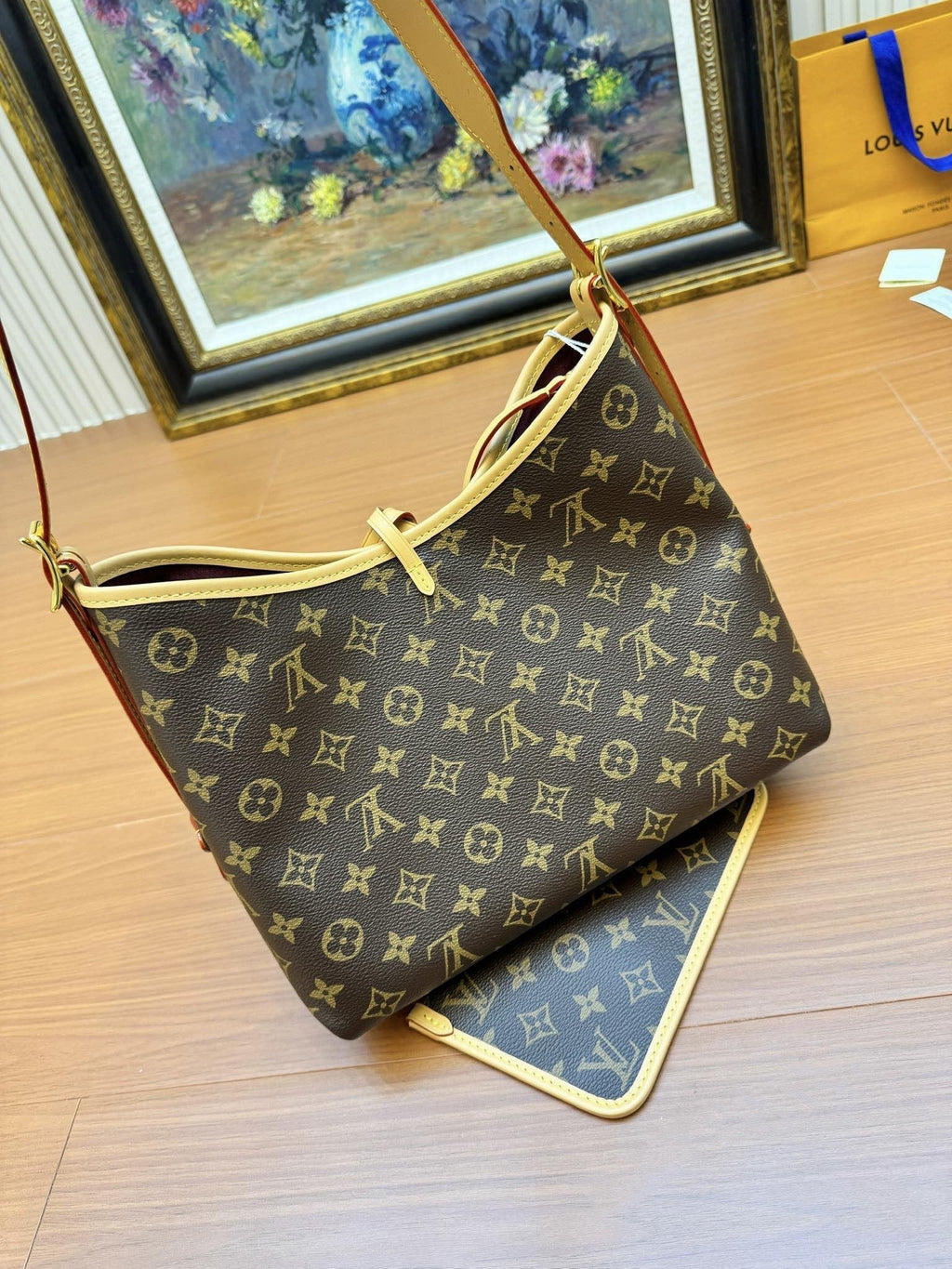 Sac fourre-tout LV PM 29 cm en toile monogrammée marron 206005