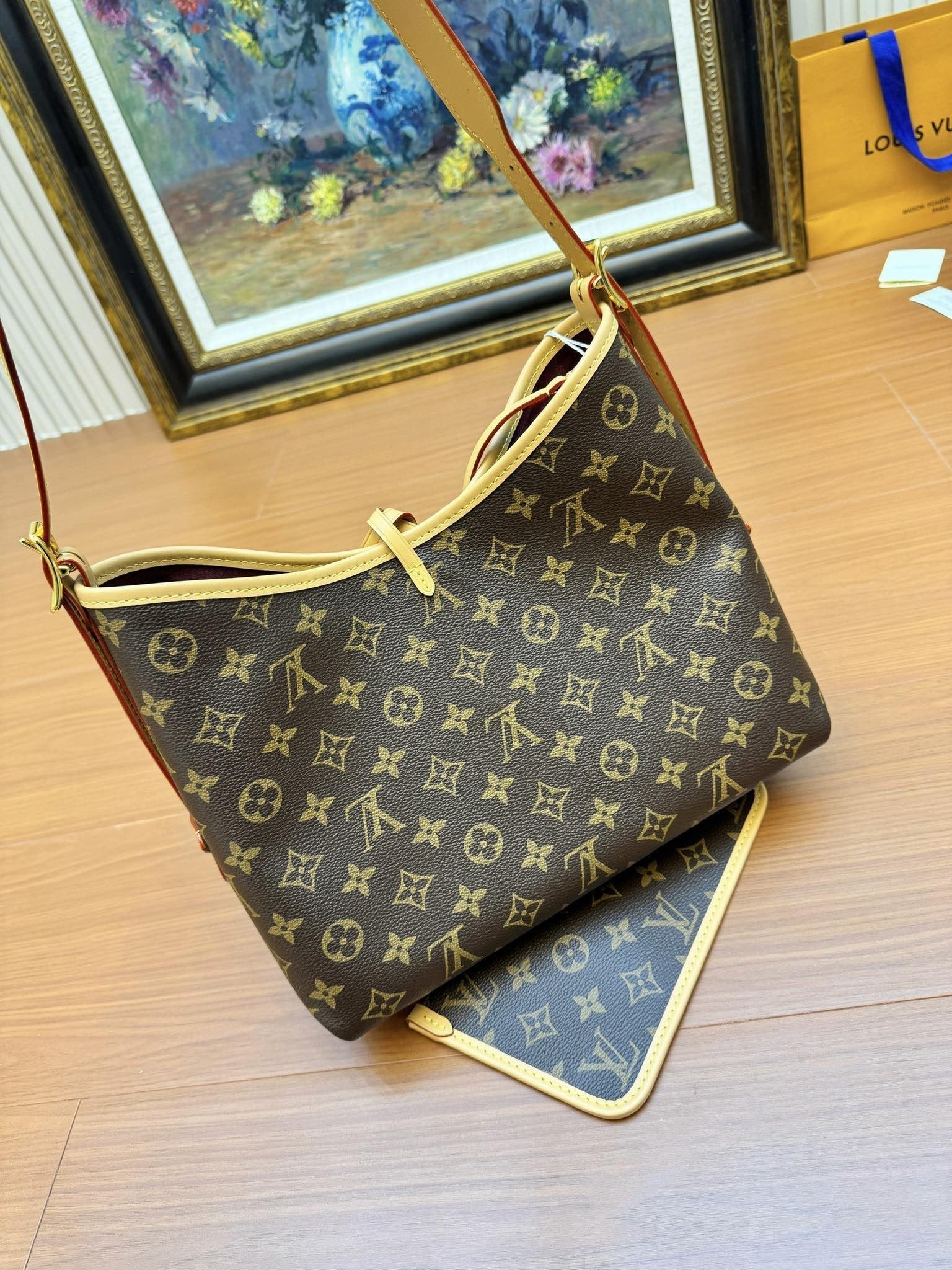 Sac fourre-tout LV PM 29 cm en toile monogrammée marron 206005
