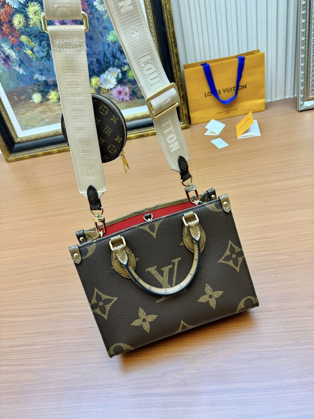 LV ONTHEGO PM 25CM BROWN MONOGRAM CANVAS 206023
