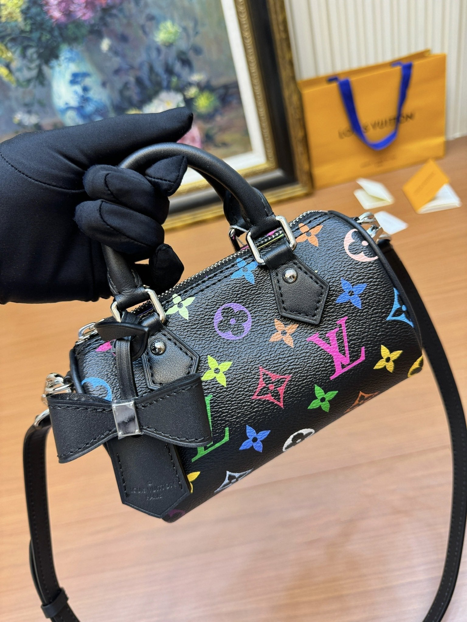 LV NANO SPEED 16CM TOILE MONOGRAMME MULTICOLORE NOIRE 206013