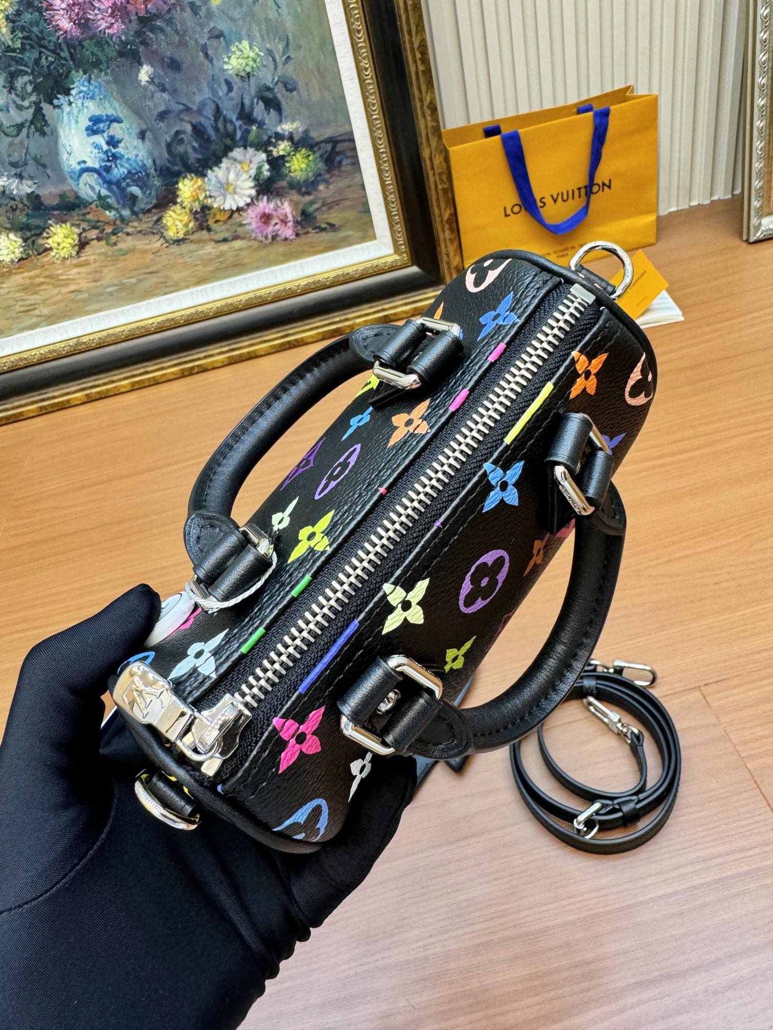 LV NANO SPEED 16CM TOILE MONOGRAMME MULTICOLORE NOIRE 206013