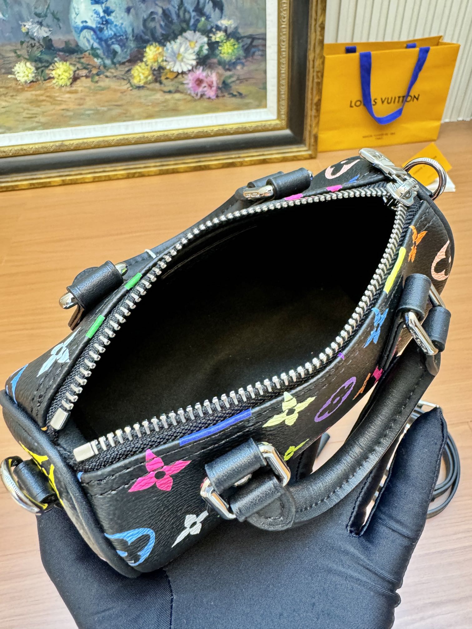 LV NANO SPEED 16CM TOILE MONOGRAMME MULTICOLORE NOIRE 206013