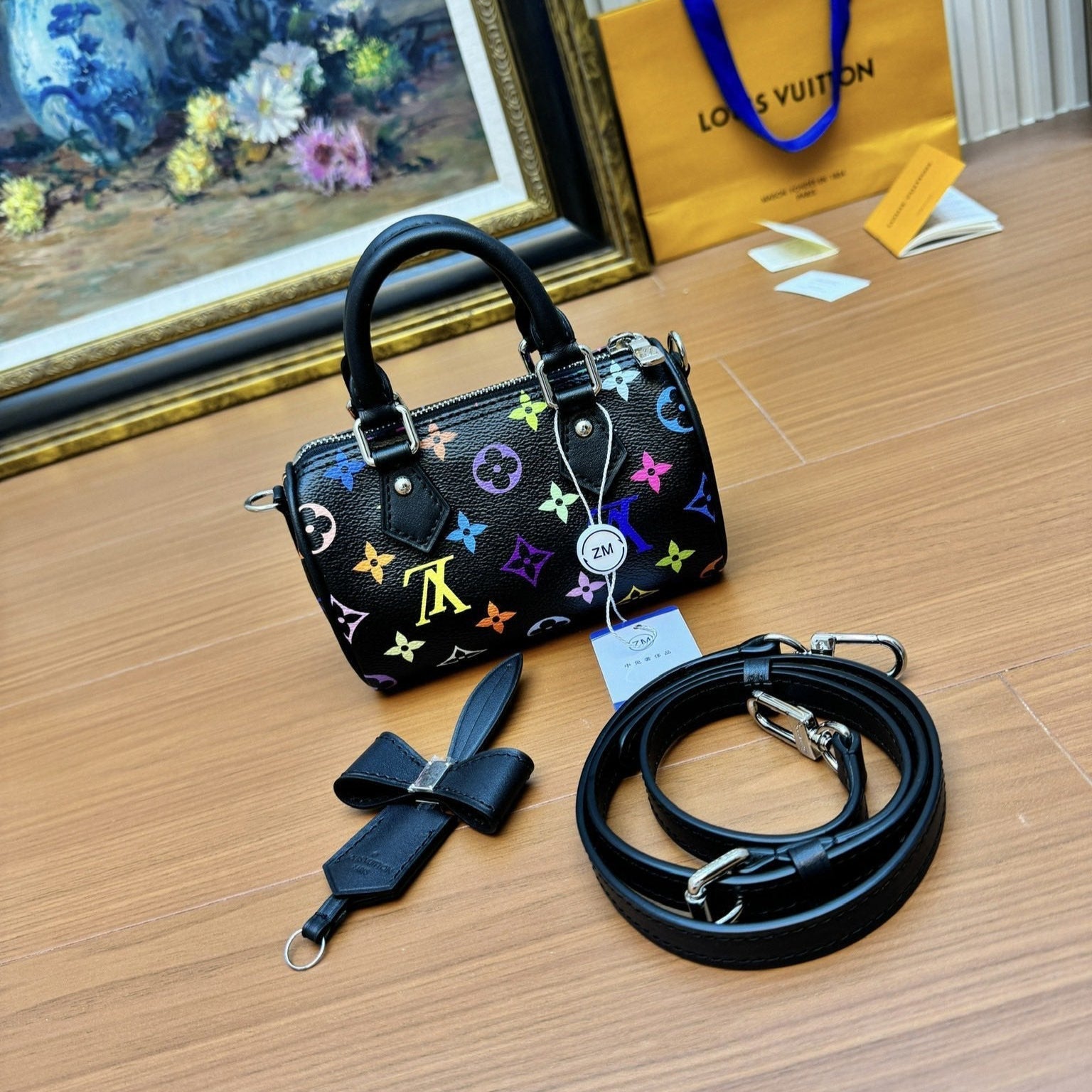 LV NANO SPEED 16CM TOILE MONOGRAMME MULTICOLORE NOIRE 206013