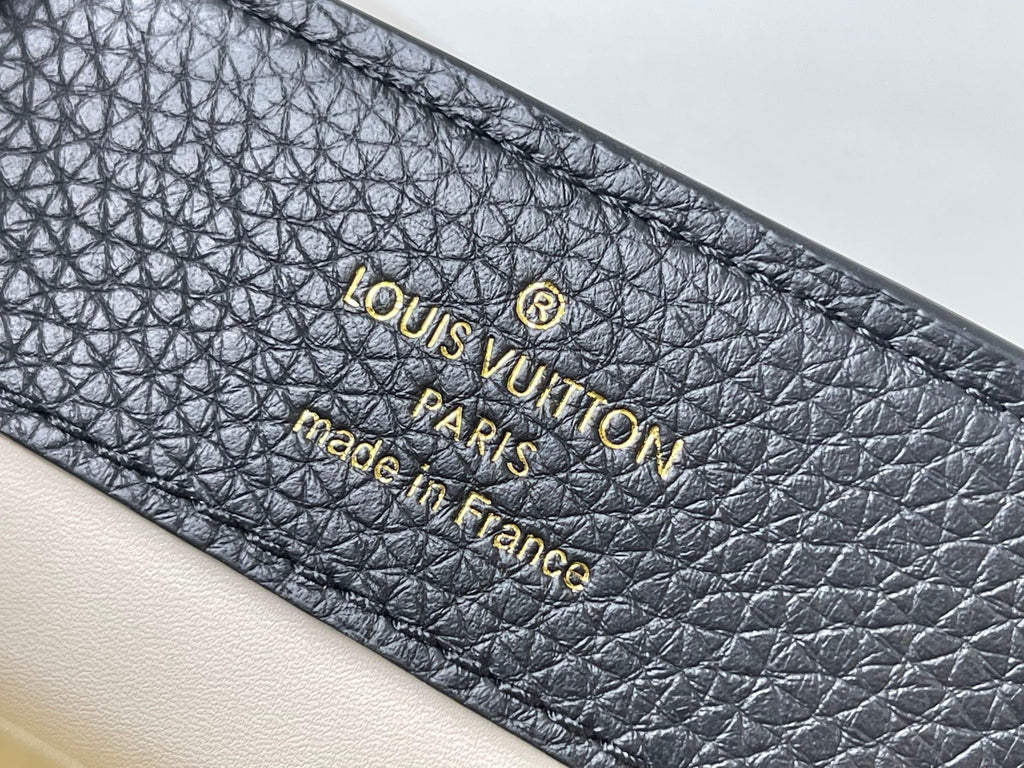 CAPUCINES MINI 21 BLACK TAURILLON LEATHER GOLD HARDWARE
