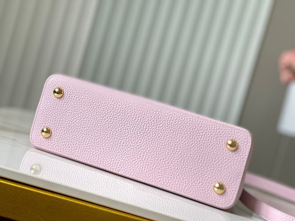 CAPUCINES MM 31.5 PINK TAURILLON LEATHER GOLD HARDWARE
