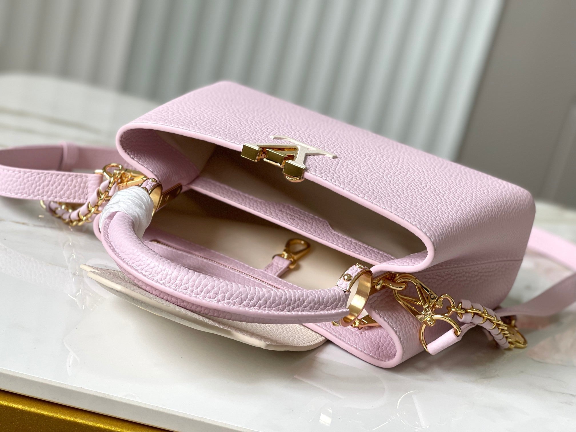 CAPUCINES BB 27 CUIR TAURILLON ROSE QUINCAILLERIE DORÉ
