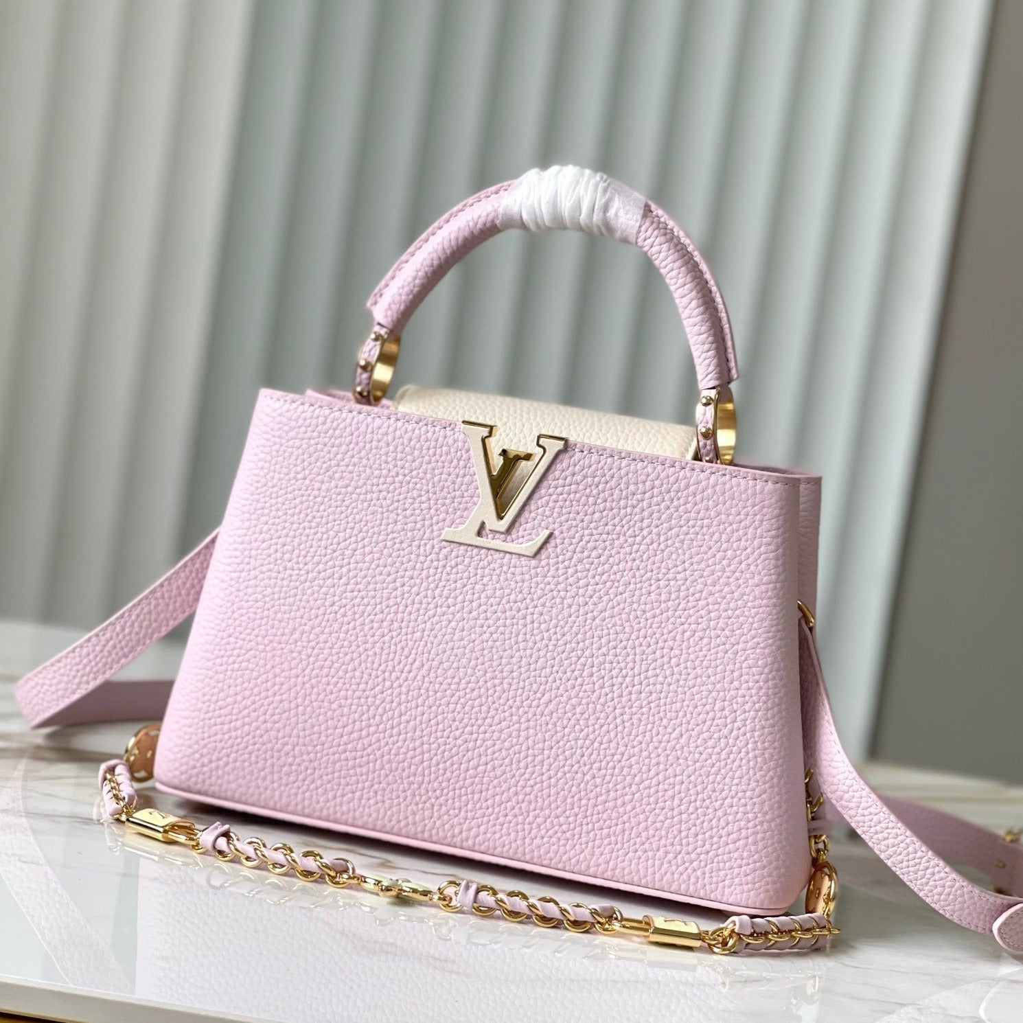 CAPUCINES BB 27 CUIR TAURILLON ROSE QUINCAILLERIE DORÉ