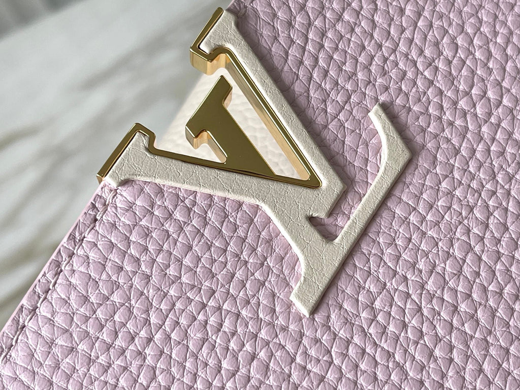 CAPUCINES BB 27 PINK TAURILLON LEATHER GOLD HARDWARE