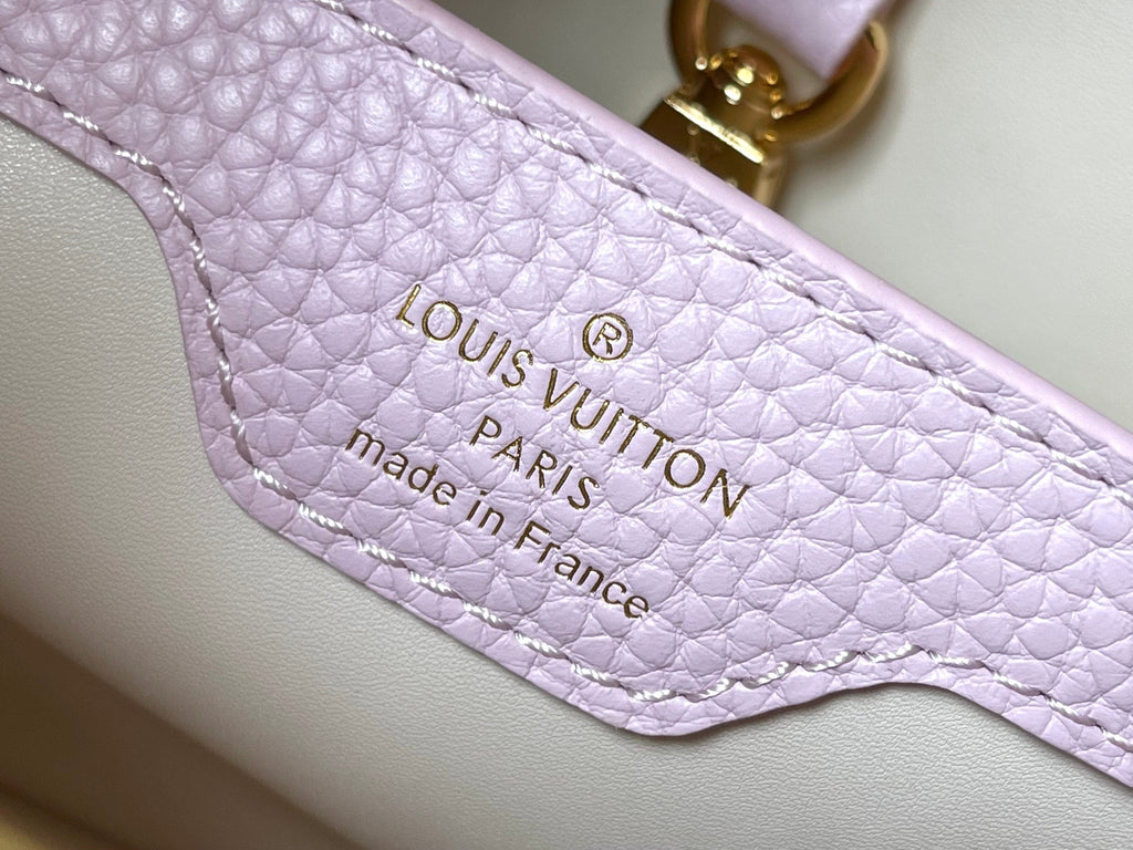 CAPUCINES BB 27 PINK TAURILLON LEATHER GOLD HARDWARE