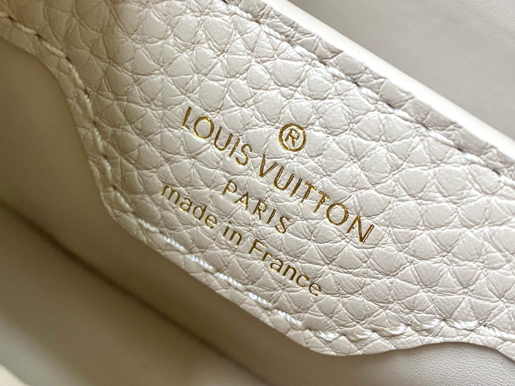 CAPUCINES NANO 16 BEIGE BLEU NUAGE CUIR TAURRILON QUINCAILLERIE DORÉ
