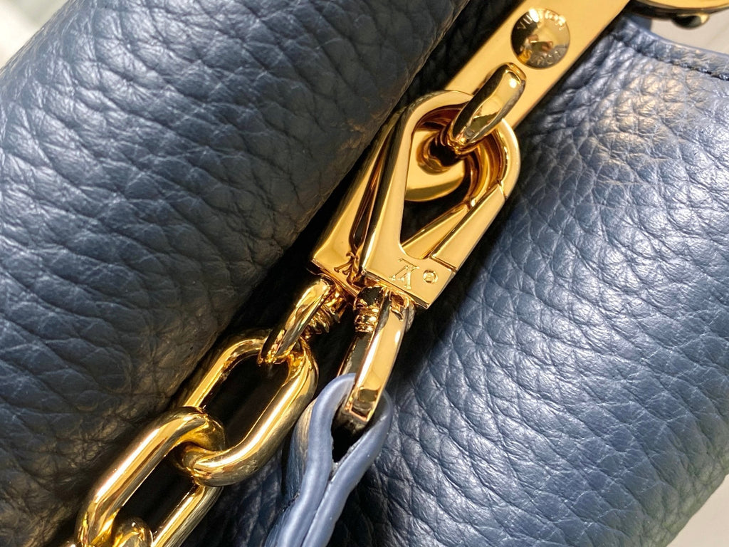 CAPUCINES BB 27CM CUIR TAURILLON BLEU FONCÉ