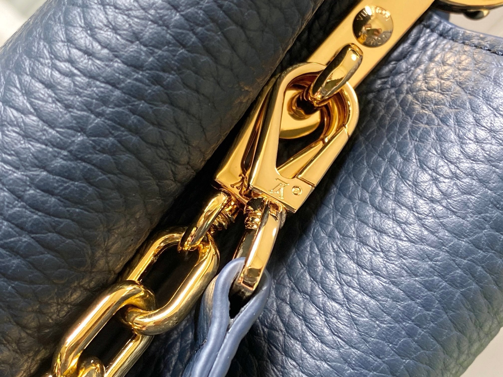 CAPUCINES BB 27CM CUIR TAURILLON BLEU FONCÉ
