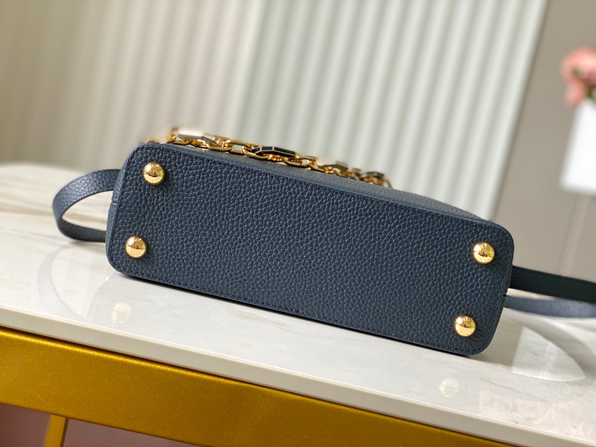 CAPUCINES BB 27CM CUIR TAURILLON BLEU FONCÉ
