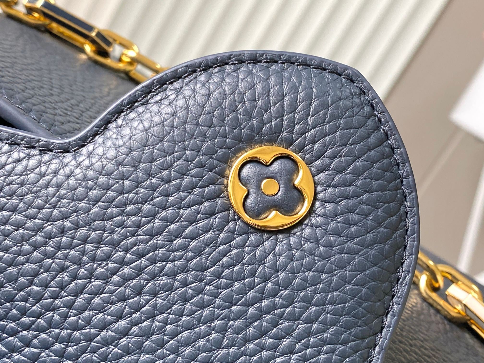 CAPUCINES BB 27CM CUIR TAURILLON BLEU FONCÉ