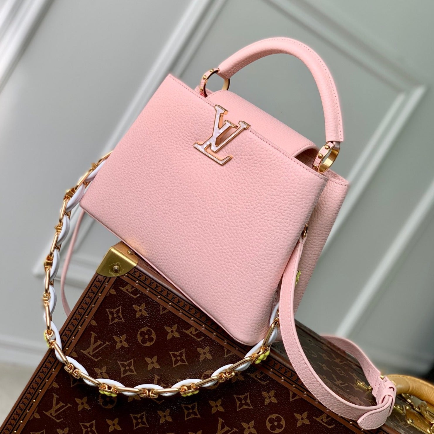 CAPUCINES BB 27 ROSE TAURILLON TURQUOISE NACRE QUINCAILLERIE OR