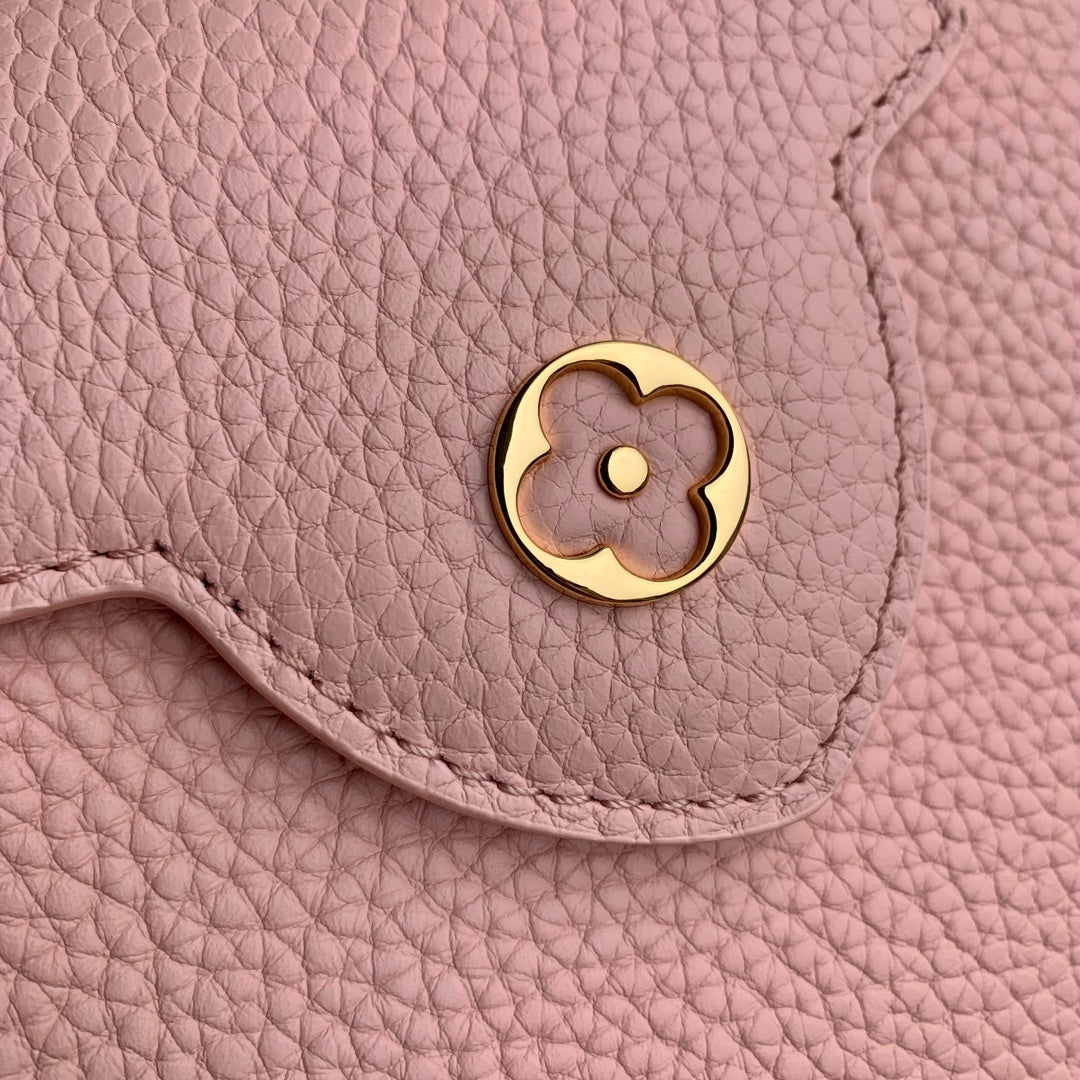 CAPUCINES BB 27 ROSE PINK TAURILLON LEATHER GOLD HARDWARE