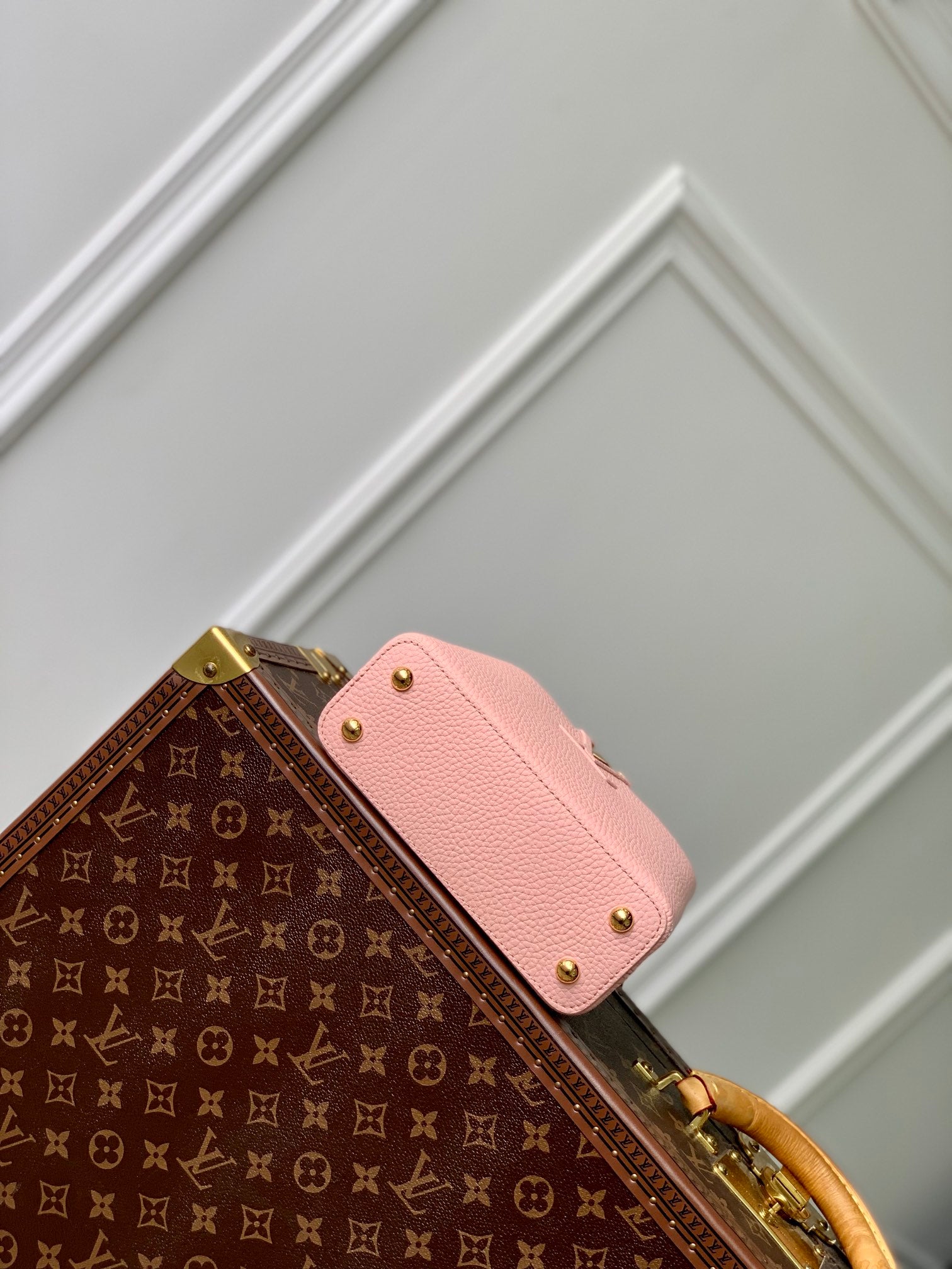 CAPUCINES MINI 21 CUIR TAURILLON ROSE QUINCAILLERIE DORÉ