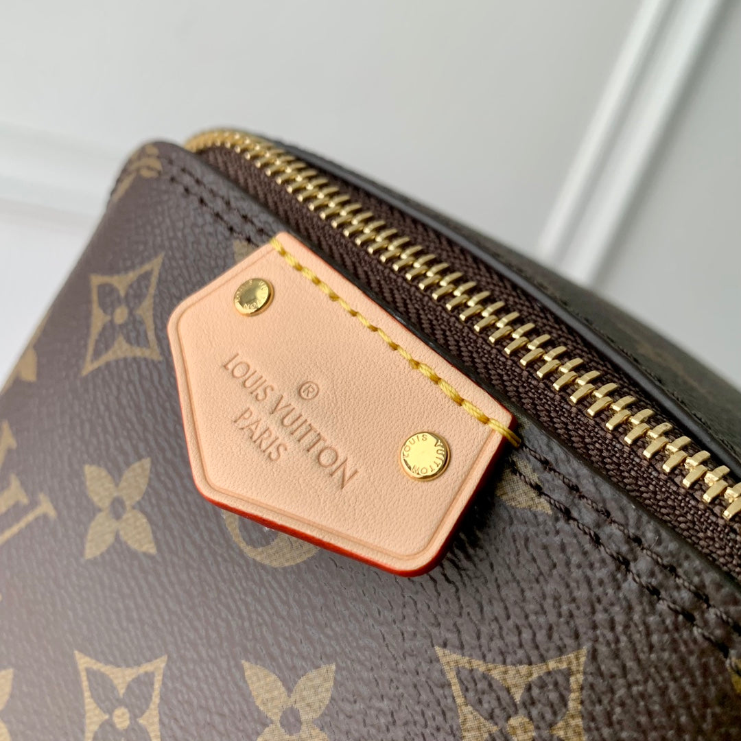 JUST IN CASE 13CM BLACK MONOGRAM CANVAS BEIGE CALFSKIN