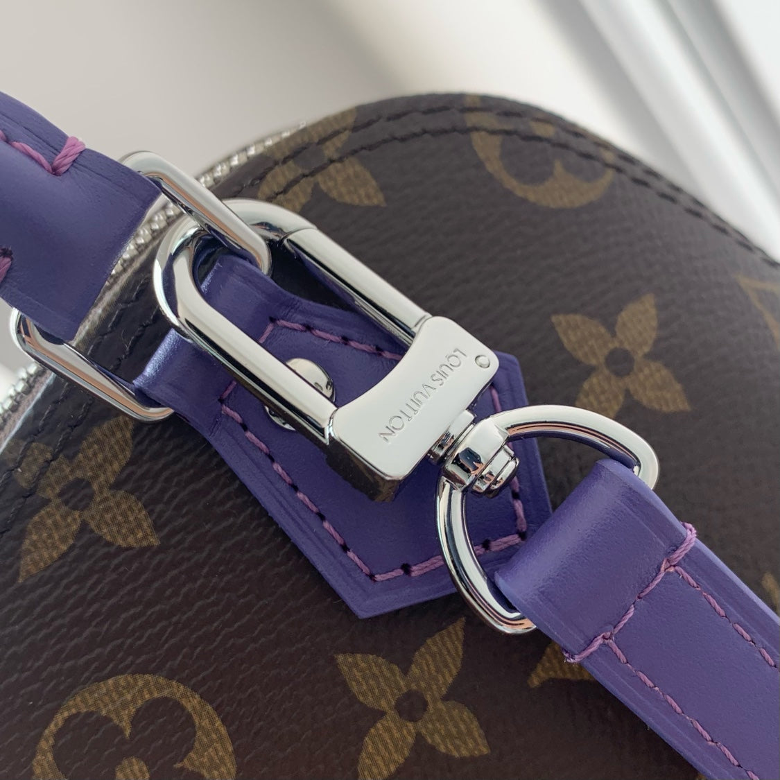 ALMA NANO 18 TOILE MONOGRAMME CUIR DE VEAU VIOLET 